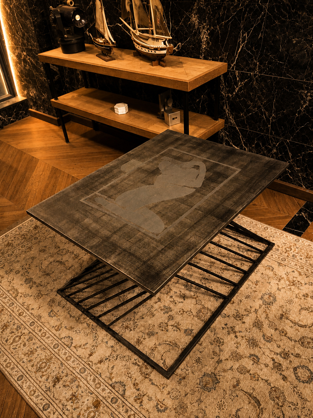 Abstract Figure Metal Coffee Table