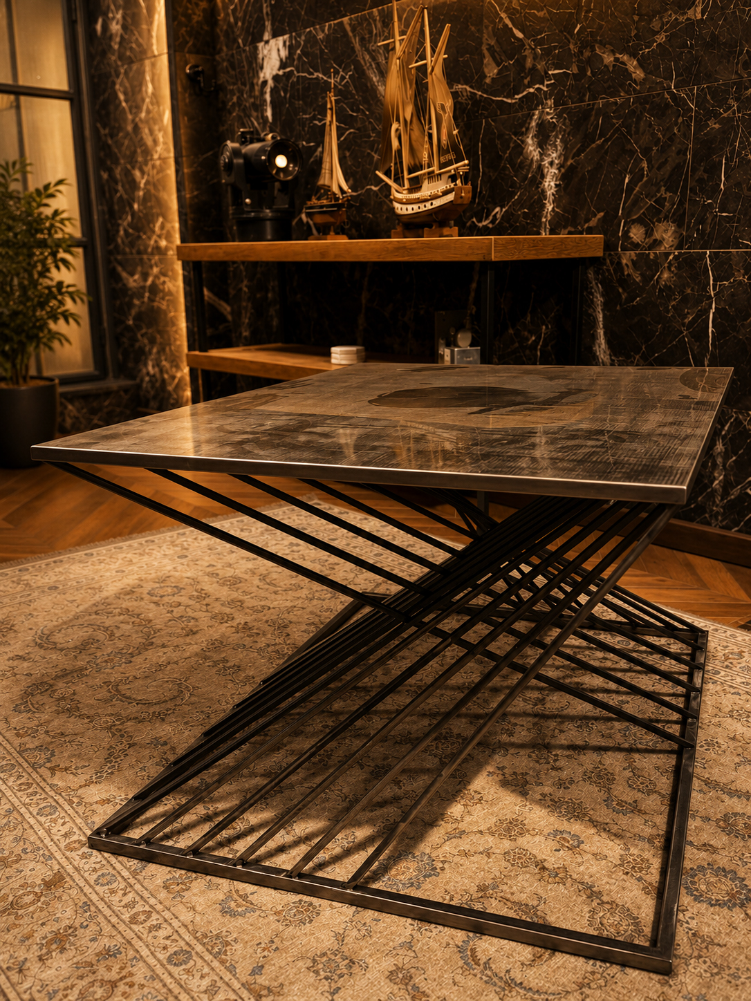 Abstract Figure Metal Coffee Table