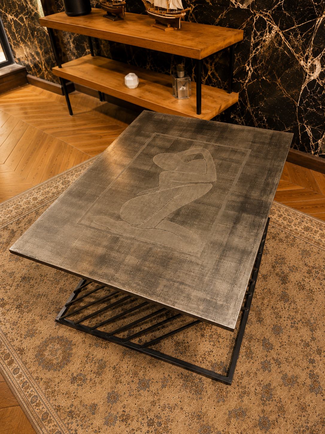 Abstract Figure Metal Coffee Table