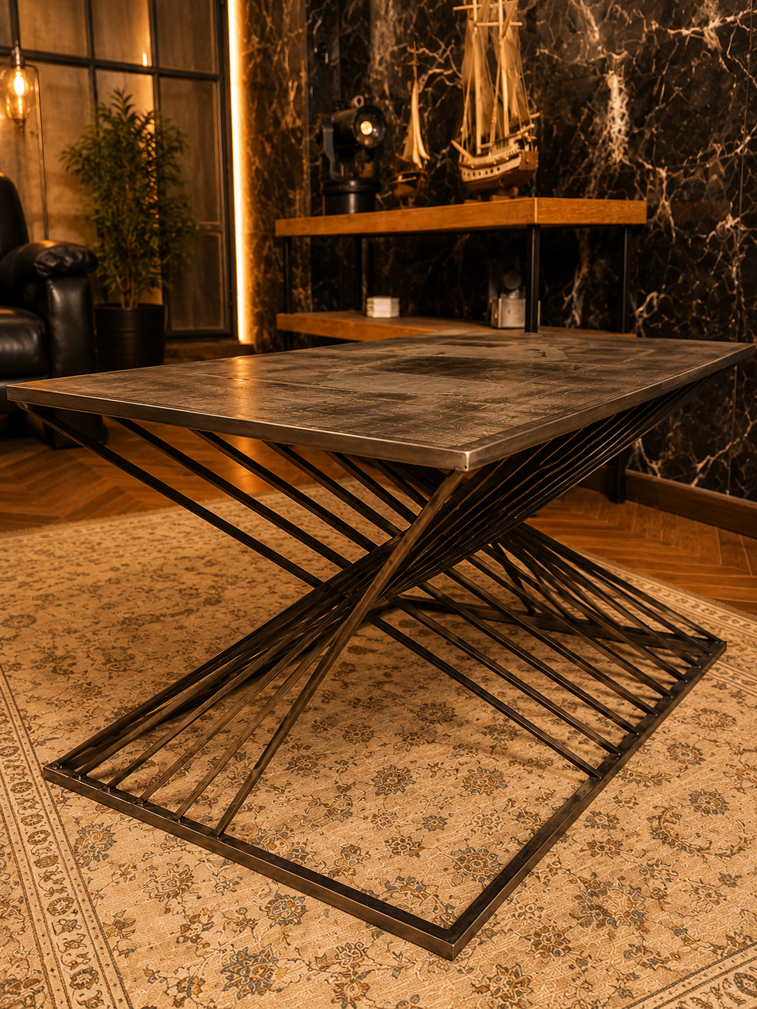 Abstract Figure Metal Coffee Table