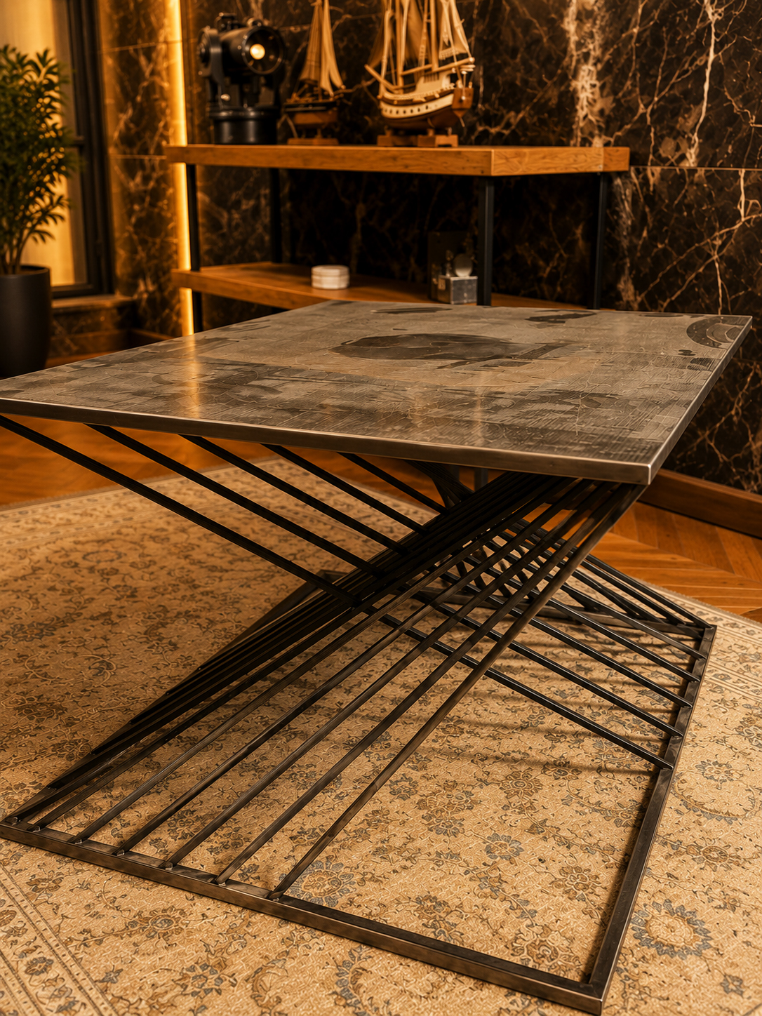 Abstract Figure Metal Coffee Table