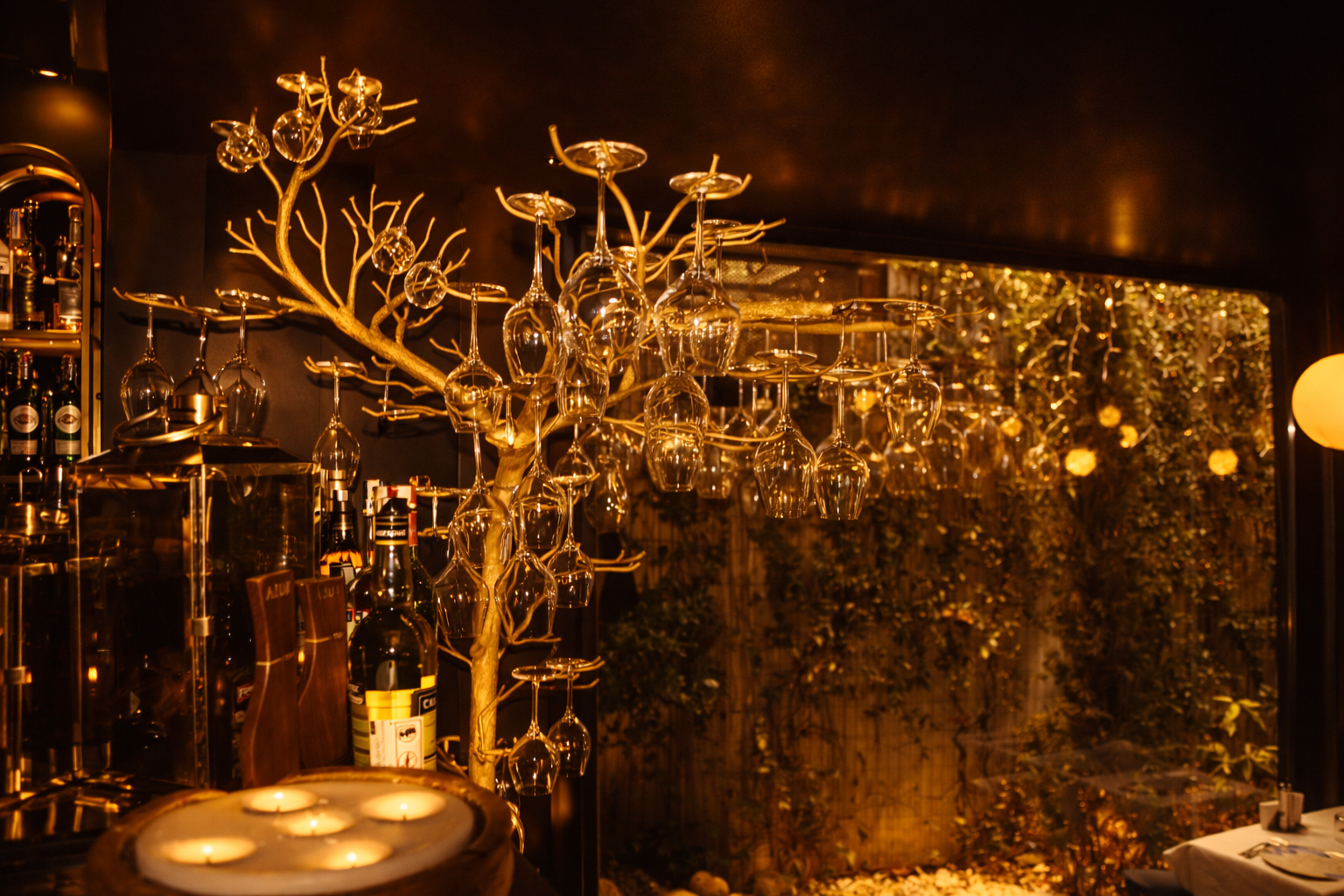 Lüks Mekân Dekoru – Altın Kadeh Ağacı (Bar &amp; Restoran İçin)